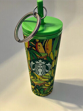 Starbucks x Farm Rio Board Banana Cold Cup Keychain Green & Yellow